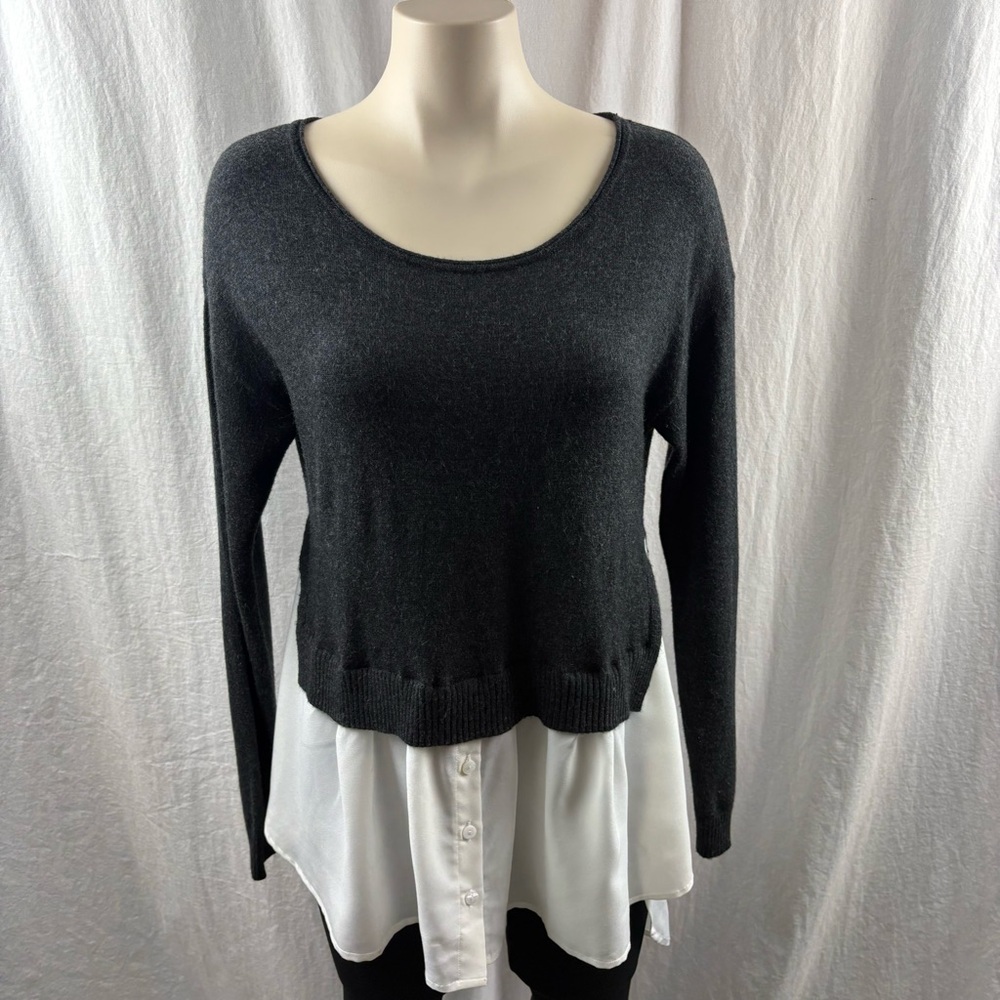 Twin- Set simona barbieri Charcoal Knit Twofer sweater M
